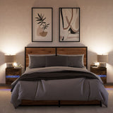 Wall-mounted Bedside Cabinets with LED Lights 2 pcs Smoked Oak 3307970