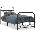 ZNTS Metal Bed Frame without Mattress with Footboard Black 90x190cm 377127
