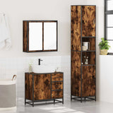 3 Piece Bathroom Furniture Set Smoked Oak Engineered Wood 3301077