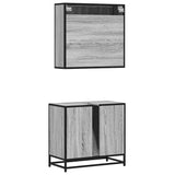 2 Piece Bathroom Furniture Set Grey Sonoma Engineered Wood 3300908