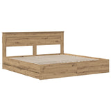 Bed Frame with Storage and Headboard Artisan Oak 180 x 200 cm 3445824