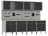Work Cabinet with Drawer 10 pcs Black Engineered Wood and Steel 3321490