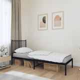 Metal Bed Frame without Mattress with Headboard Black 75x190cm 350854