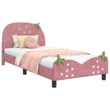 Children's Bed Frame with Headboard Pink 90 x 190 cm Velvet 42011077