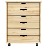 Rolling Cabinet with Drawers MOSS Clear Varnish Solid Pine wood 42032401