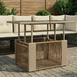 Garden Table Beige 100 x 55 x 37 cm PE Rattan and Glass 42035138
