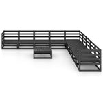 ZNTS 10 Piece Garden Lounge Set Black Solid Pinewood 3075853