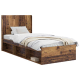 Bed Frame with Storage and Headboard Old Wood 90 x 190 cm 3413907