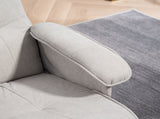 Linen Swivel Recliner Chair with Footstool, Upholstered Reclining Armchair with Wooden Base for T3398P343465