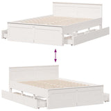 Bed Frame without Mattress with Headboard White 140x190 cm Solid Wood Pine 3308778