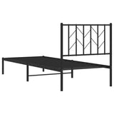 Metal Bed Frame without Mattress with Headboard Black 80x200cm 374428