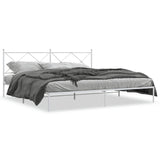 Metal Bed Frame without Mattress with Headboard White 193x203cm 376557