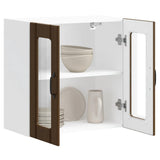 Kitchen Wall Cabinet with Glass Door Lucca Brown Oak Engineered Wood 853914