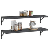 Wall Shelves 2 pcs 100x30x3 cm Black Stainless Steel 30288