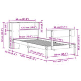 Bookcase Bed without Mattress White 90x190 cm Single Solid Wood Pine 3321787