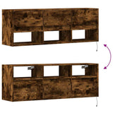 TV Wall Cabinet with LED Lights Smoked Oak 130x31x45 cm 852345