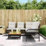 ZNTS 2 Piece Garden Sofa Set with Cushions Black Poly Rattan 368733