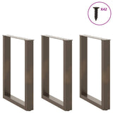 Dining Table Legs U-Shaped 3 pcs Natural Steel 70x cm Steel 4013203