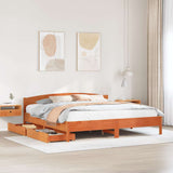 Bed Frame without Mattress Wax Brown 200x200 cm Solid Wood Pine 3301817