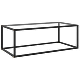 ZNTS Coffee Table Black with Tempered Glass 100x50x35 cm 322879