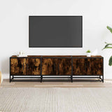 TV Cabinet Smoked Oak 150x35x41 cm Engineered Wood and Metal 848861