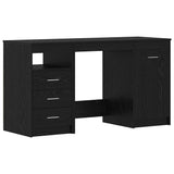 Desk with Door 2 pcs Black Oak 140 x 50 x 76 cm Engineered Wood 3332543