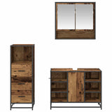 Bathroom Furniture Set with Door 3 pcs Old Wood Engineered Wood 3402563