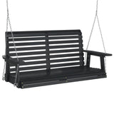 ZNTS Garden Swing Bench with Metal Chains Black Solid Wood Fir 4008982