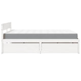 Bed with Drawers and Mattress White 140x200 cm Solid Wood Pine 3281899