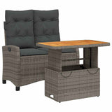 2 Piece Garden Dining Set with Cushions Grey Poly Rattan 3277406