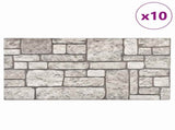 Wall Panels 10 pcs Grey 100 x 50 cm EPS Foam 332929