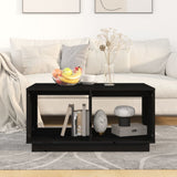 ZNTS Coffee Table Black 80x50x40 cm Solid Wood Pine 814438