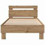 Bed Frame with LED Artisan Oak 90 x 200 cm Engineered Wood 863796