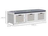 Shoe Storage Bench with 3 Drawers & Removable Grey Seat Cushion Hallway Organisation furniture T3398P329510