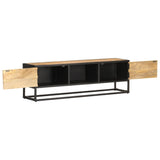 TV Cabinet with Carved Door 130x30x40 cm Rough Mango Wood 320943