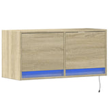 TV Wall Cabinet with LED Lights Sonoma Oak 80x31x35 cm 852357
