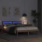 Bed Frame with Headboard Brown 135 x 190 cm Solid Pine Wood 872827