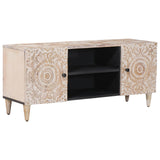 TV Cabinet White 105 x 33.5 x 46 cm Solid Mango Wood 4018368