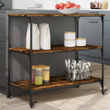 Kitchen Trolley Smoked Oak 102x50x95 cm Engineered Wood 842323