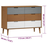 Drawer Cabinet MOLDE Brown 113x40x80 cm Solid Wood Pine 350507