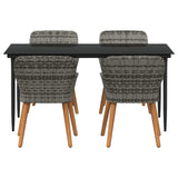 Garden Dining Set with Cushion 5 pcs Grey Poly Rattan 3261680