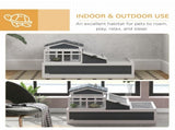 Tortoise House 3-Room with 2 Stories, Ladder, Balcony, Tray, Openable Roof, 59H x 112L x 65Wcm, Grey T3398P349998