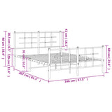 Metal Bed Frame without Mattress with Footboard White 140x200cm 355629