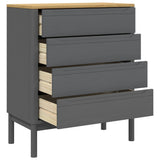 Chest of Drawers FLORO Grey cm Solid Wood Pine 374010