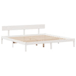 ZNTS Bookcase Bed without Mattress White 200x200 cm Solid Wood Pine 3321817