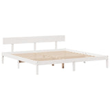 ZNTS Bookcase Bed without Mattress White 200x200 cm Solid Wood Pine 3321817