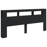 LED Headboard Black 220x18,5x103,5 cm Engineered Wood 837373