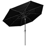 ZNTS 3-Tier Garden Parasol with Aluminium Pole Black 3 m 313874