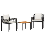 Outdoor Furniture Set 3 pcs Black and Cream White Poly Rattan 42025347