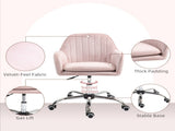 Velvet-Feel Tub Office Chair, with Seat Cushion - Pink T3398P328359